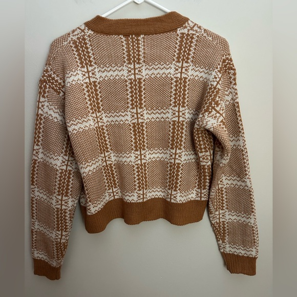 Princess Polly Cardigan Size Small Tan and White EUC - Picture 8 of 10